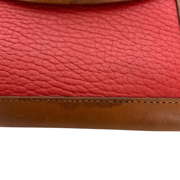 Vintage Dooney & Bourke All-Weather Leather French Wallet Red Tan Snap Closure - Picture 7 of 8